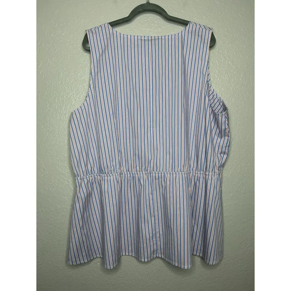 Lane Bryant Sleevless Top Stripes Blue Red Peplum Tank NWT Size‎ 24 - Picture 3 of 8
